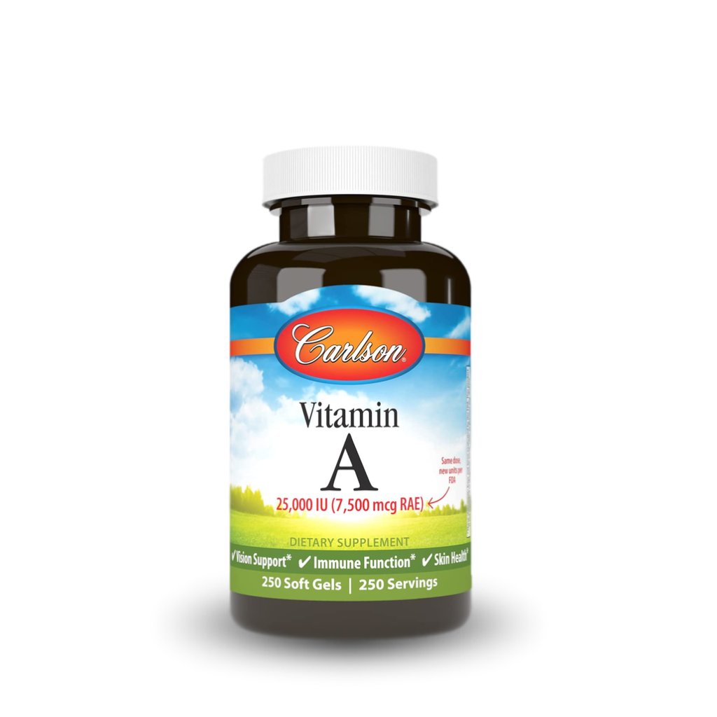 Vitamin A 25,000 IU (7,500 mcg RAE) 250 Soft Gels Carlson